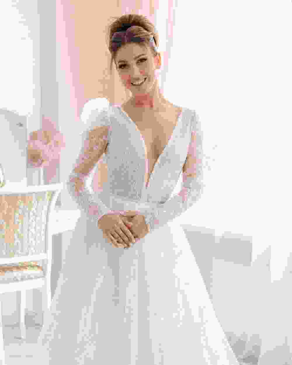 A Line Long Sleeve Gown