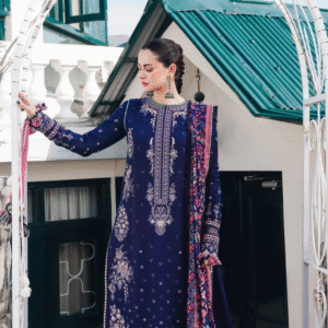 Ladies 3PC Unstitched Suit – Floral Print with Embroidered Neckline